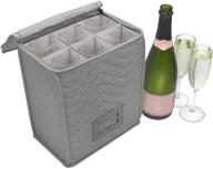 🍾 sorbus champagne flute storage chest - deluxe quilted case with dividers - service for 6 - gray логотип