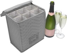 img 4 attached to 🍾 Sorbus Champagne Flute Storage Chest - Deluxe Quilted Case with Dividers - Service for 6 - Gray