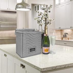 img 3 attached to 🍾 Sorbus Champagne Flute Storage Chest - Deluxe Quilted Case with Dividers - Service for 6 - Gray