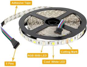 img 3 attached to 🌈16.4ft RGBW светодиодная лента, гибкое освещение SUPERNIGHT с 5050 светодиодами, не водонепроницаемая, 12V, 5M многоцветные ленточные светодиоды