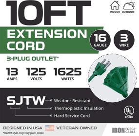 img 3 attached to 🔌 Efficient 10 Ft Outdoor Extension Cord: Power Block with 16/3 Durable Green Cable for Christmas Lights