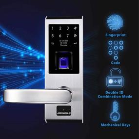 img 1 attached to 🔒 Ardwolf A50 Left-Handle Fingerprint Door Lock – Keyless Entry Biometric Door-Locks with Digital Keypad & Key for Homes, Hotels, and Interiors, Exterior Front Door – Auto-Lock Feature