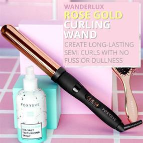 img 3 attached to 💁 FoxyBae WANDERLUX 32mm Curling Wand - Premium Rose Gold Titanium Hair Curling Iron with Adjustable Temperature - Automatic Shut Off &amp; LCD Display - Retails at $129.00