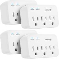 🔌 fosmon 3 outlet surge protector (4 pack) - 1200j wall mount multi plug adapter tap extender - 1875 watts portable travel size for indoor, office, dorm room essentials - grounded, etl listed logo