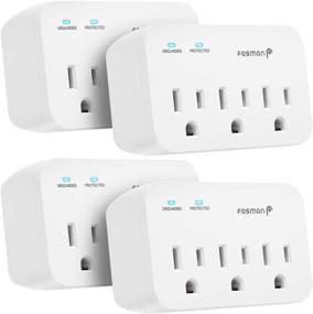 img 4 attached to 🔌 Fosmon 3 Outlet Surge Protector (4 Pack) - 1200J Wall Mount Multi Plug Adapter Tap Extender - 1875 Watts Portable Travel Size for Indoor, Office, Dorm Room Essentials - Grounded, ETL Listed