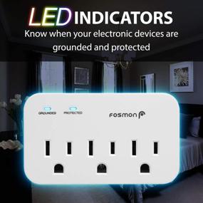 img 1 attached to 🔌 Fosmon 3 Outlet Surge Protector (4 Pack) - 1200J Wall Mount Multi Plug Adapter Tap Extender - 1875 Watts Portable Travel Size for Indoor, Office, Dorm Room Essentials - Grounded, ETL Listed