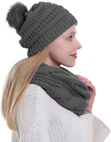 img 2 attached to Warm Winter Women's Scarf Beanie Hat Set with Thick Knit Infinity Scarf - For Ultimate Comfort