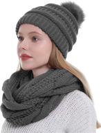 warm winter women's scarf beanie hat set with thick knit infinity scarf - for ultimate comfort logo