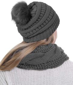 img 3 attached to Warm Winter Women's Scarf Beanie Hat Set with Thick Knit Infinity Scarf - For Ultimate Comfort