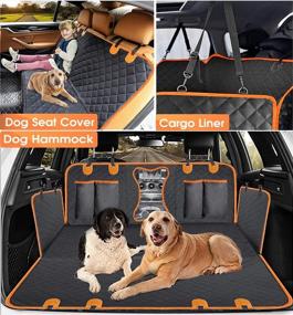 img 1 attached to 🐶 LMOBXEVL Waterproof Dog Car Seat Cover with Mesh Window - Durable Nonslip Pet Hammock for Cars Trucks and SUVs (Orange) - Includes Seat Belt and Accessories Pockets