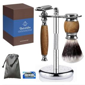 img 4 attached to 🧔 Complete Men's Wet Shaving Kit: Shave Brush, Stainless Steel Bowl, Shaving Stand, Double Edge Straight Safety Razor Set with 10 Blades, Shave Soap, Carrying Bag - Ideal Gift Sets for Dad and Men