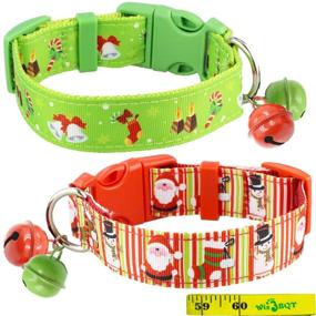 img 3 attached to 🎄 2-Pack Festive Christmas Holiday Dog Collars Set - Cute, Adjustable, and Sturdy Nylon Collars with Bells for Medium to Large Dogs, 1 Inch Wide