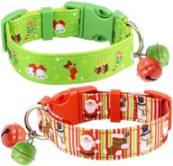 🎄 2-pack festive christmas holiday dog collars set - cute, adjustable, and sturdy nylon collars with bells for medium to large dogs, 1 inch wide logo