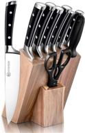 🔪 ultimate kitchen knife set with acacia block & sharpening steel - css 9-piece knife set: ultra sharp, high-carbon stainless steel cutlery, professional chef knife block set, ergonomic handle logo