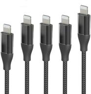 зарядное устройство для iphone, fifade 5pack нейлоновый оплетенный кабель lightning - быстрая зарядка для iphone 11pro max, xs max, xr, x, 8, 7, 6s, 6 plus - серебряно-черный430 логотип