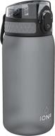 ion8 one touch sport/bike water bottle – leakproof & bpa-free – compact 12 oz bottle (grey) logo