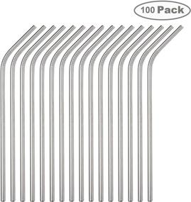 img 2 attached to 🥤 Brightbuy Bulk Pack of 100 Metal Straws - 10.5'' Stainless Steel Straws, 6mm Diameter for 30oz Tumblers | Yeti Wholesale (100 Bent Straws)