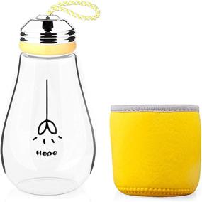 img 4 attached to Keemanman Creative Bulb Cup: BPA Free Glass Travel Tea Mug - Cute Water Bottle with Neoprene Sleeve (14 Ounce)