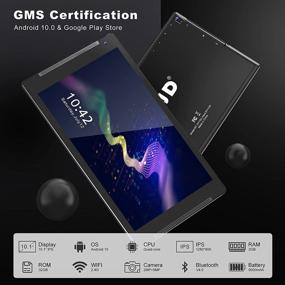 img 3 attached to 📱 10-дюймовый планшет на Android с 1,6 ГГц четырехъядерным процессором, 2 ГБ оперативной памяти и 32 ГБ внутренней памяти - HD-дисплей, двойная камера, Wi-Fi, Bluetooth и планшет Google - Type-C, GPS, возможность расширения памяти, долговечный аккумулятор - черный