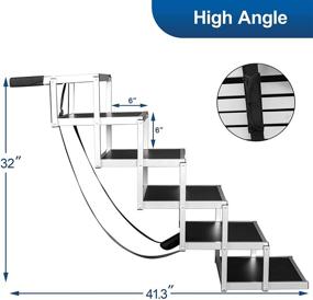 img 1 attached to 🐾 Foldable Aluminum Dog Steps for Large Dogs - Nonslip Surface, Supports 150 lbs - Ideal for Cars, SUVs, High Beds, Trucks - Lightweight Pet Ladder Ramp