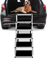 🐾 foldable aluminum dog steps for large dogs - nonslip surface, supports 150 lbs - ideal for cars, suvs, high beds, trucks - lightweight pet ladder ramp logo