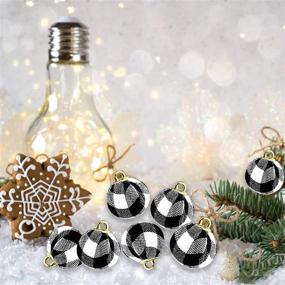 img 1 attached to 🎄 Changsha 42-Piece Buffalo Plaid Fabric Ball Ornament Set - Burlap Christmas Tree Hanging Pendants in White and Black - Festive Holiday Party Supplies