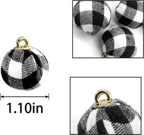 img 3 attached to 🎄 Changsha 42-Piece Buffalo Plaid Fabric Ball Ornament Set - Burlap Christmas Tree Hanging Pendants in White and Black - Festive Holiday Party Supplies