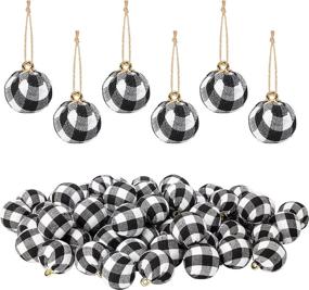 img 4 attached to 🎄 Changsha 42-Piece Buffalo Plaid Fabric Ball Ornament Set - Burlap Christmas Tree Hanging Pendants in White and Black - Festive Holiday Party Supplies