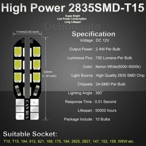 img 1 attached to Debonauto-10 x T15 LED Light Bulb: Super Bright 6000k 12V T10 921 168 194 Trailer, Boat, RV, Landscaping & Camper Interior Wedge 24-SMD (Pure White)