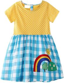 img 4 attached to 👗 Little Girl Cotton Dress | Kid's Short Sleeve Cartoon Dress | Baby Cute Dress | Toddler Dinosaur Dresses by GSVIBK
