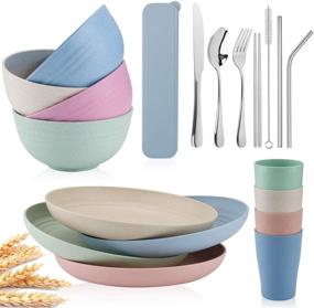 img 4 attached to 🌱 Reusable and Eco-Friendly Dinnerware Travel Camping Set