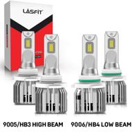 lasfit 9005/hb3 9006/hb4 led bulbs combo: lc plus 6000k cool white, mini design halogen replacement logo