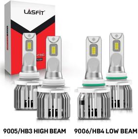 img 4 attached to LASFIT 9005/HB3 9006/HB4 LED Bulbs Combo: LC Plus 6000K Cool White, Mini Design Halogen Replacement