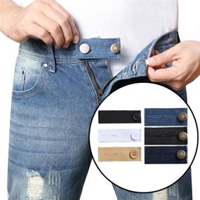 img 3 attached to 👖 Denim Waist Extenders (6 Pack) - Adjustable Waistband Expanders for Men and Women, Perfect for Jeans, Trousers, and Pants