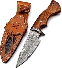 img 4 attached to FH KNIVES 10-Inch Damascus Hunting Knife - Handmade Fixed Blade for Men with Sheath, Non-Slip Walnut Wood Handle