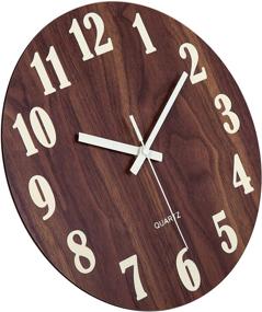 img 2 attached to 🕐 Jomparis 12-Inch Night Light Function Wooden Round Wall Clock: Vintage Rustic Country Tuscan Style for Kitchen Bedroom Office Home. Silent & Non-Ticking with Large Numbers. Battery Operated Indoor Clocks