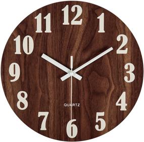 img 4 attached to 🕐 Jomparis 12-Inch Night Light Function Wooden Round Wall Clock: Vintage Rustic Country Tuscan Style for Kitchen Bedroom Office Home. Silent & Non-Ticking with Large Numbers. Battery Operated Indoor Clocks