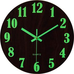 img 3 attached to 🕐 Jomparis 12-Inch Night Light Function Wooden Round Wall Clock: Vintage Rustic Country Tuscan Style for Kitchen Bedroom Office Home. Silent & Non-Ticking with Large Numbers. Battery Operated Indoor Clocks