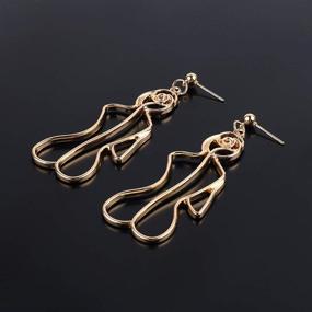 img 3 attached to 👂 MOOKOO 4 Pair Hollow Picasso Hand Geometric Statement Earrings for Girls Teens Women - Gold Face Earrings with Abstract Design