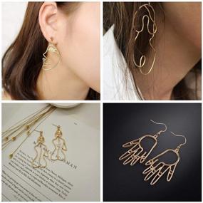 img 1 attached to 👂 MOOKOO 4 Pair Hollow Picasso Hand Geometric Statement Earrings for Girls Teens Women - Gold Face Earrings with Abstract Design