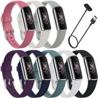 🌞 sunnyson 8 pack fitbit luxe compatible bands - adjustable silicone sport replacement wristbands straps for men and women (small) - fitbit luxe smart watch compatible logo