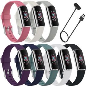 img 4 attached to 🌞 Sunnyson 8 Pack Fitbit Luxe Compatible Bands - Adjustable Silicone Sport Replacement Wristbands Straps for Men and Women (Small) - Fitbit Luxe Smart Watch Compatible