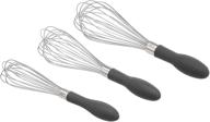 gray 3-piece stainless steel wire whisk set by amazon basics logo