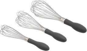 img 4 attached to Gray 3-Piece Stainless Steel Wire Whisk Set by Amazon Basics