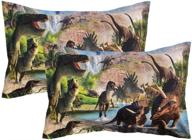 🦖 adasmile a&s 2 pieces kids pillow cases: dinosaur world print envelope pillowcases for home decor, soft & standard size 20"x30 логотип