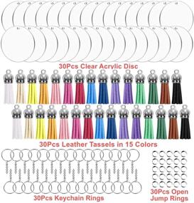 img 2 attached to 🔑 Versatile Acrylic Keychain Blanks Bulk Kit: 30Pcs 2 Inch Round Circle Ornament Blanks with Keychain Rings and 15-Color Tassels - Ideal for Cricut Vinyl Projects and More!