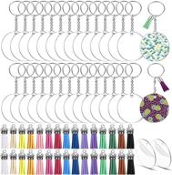 🔑 versatile acrylic keychain blanks bulk kit: 30pcs 2 inch round circle ornament blanks with keychain rings and 15-color tassels - ideal for cricut vinyl projects and more! logo