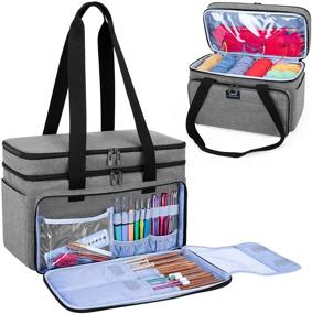 img 4 attached to CURMIO Double Layer Knitting Compartments Accessories Organization, Storage & Transport