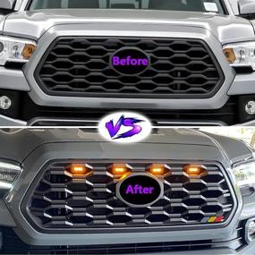 img 2 attached to 4pcs Raptor LED Light Upgrade for 2020 2021 Tacoma OEM Grill - 2021 Tacoma Grille Lights LED Grill Lights Compatible with TRD Off Road and Sport OEM Grille | Add a Fuse Included - Yellow Shell Amber Light