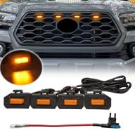 4pcs raptor led light upgrade for 2020 2021 tacoma oem grill - 2021 tacoma grille lights led grill lights compatible with trd off road and sport oem grille | add a fuse included - yellow shell amber light logo